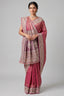 Coral Pink Traditional Woven Saree with Heavy Beaded Pallu and Border