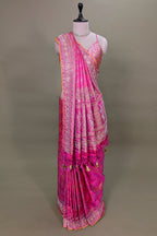 Pink Dola Tissue Silk Woven Saree with Beaded and Applique Work