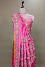 Pink Dola Tissue Silk Woven Saree with Beaded and Applique Work