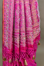 Pink Dola Tissue Silk Woven Saree with Beaded and Applique Work