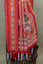 Green Silk Checks Patola Traditional Saree with Bead Work Border and Pallu