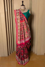 Pink Silk Traditional Patola Weave Saree with Handwork