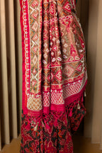 Pink Silk Traditional Patola Weave Saree with Handwork