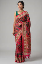 Pink Silk Traditional Patola Weave Saree with Handwork