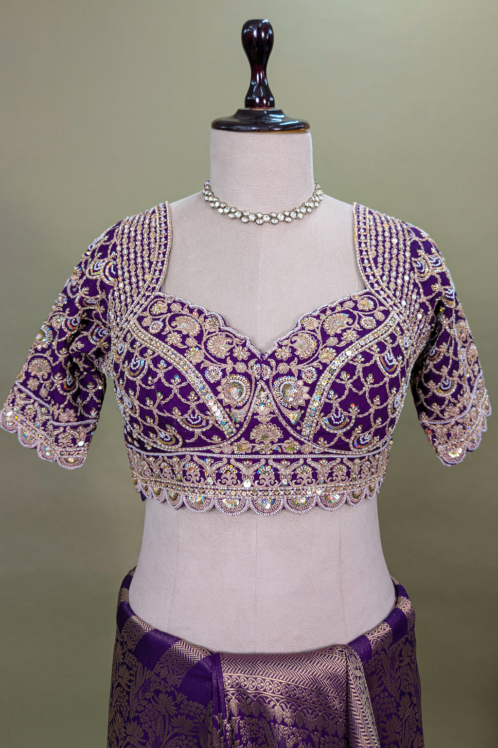 Purple Dola Silk Woven Saree with Heavy Work Readymade Blouse