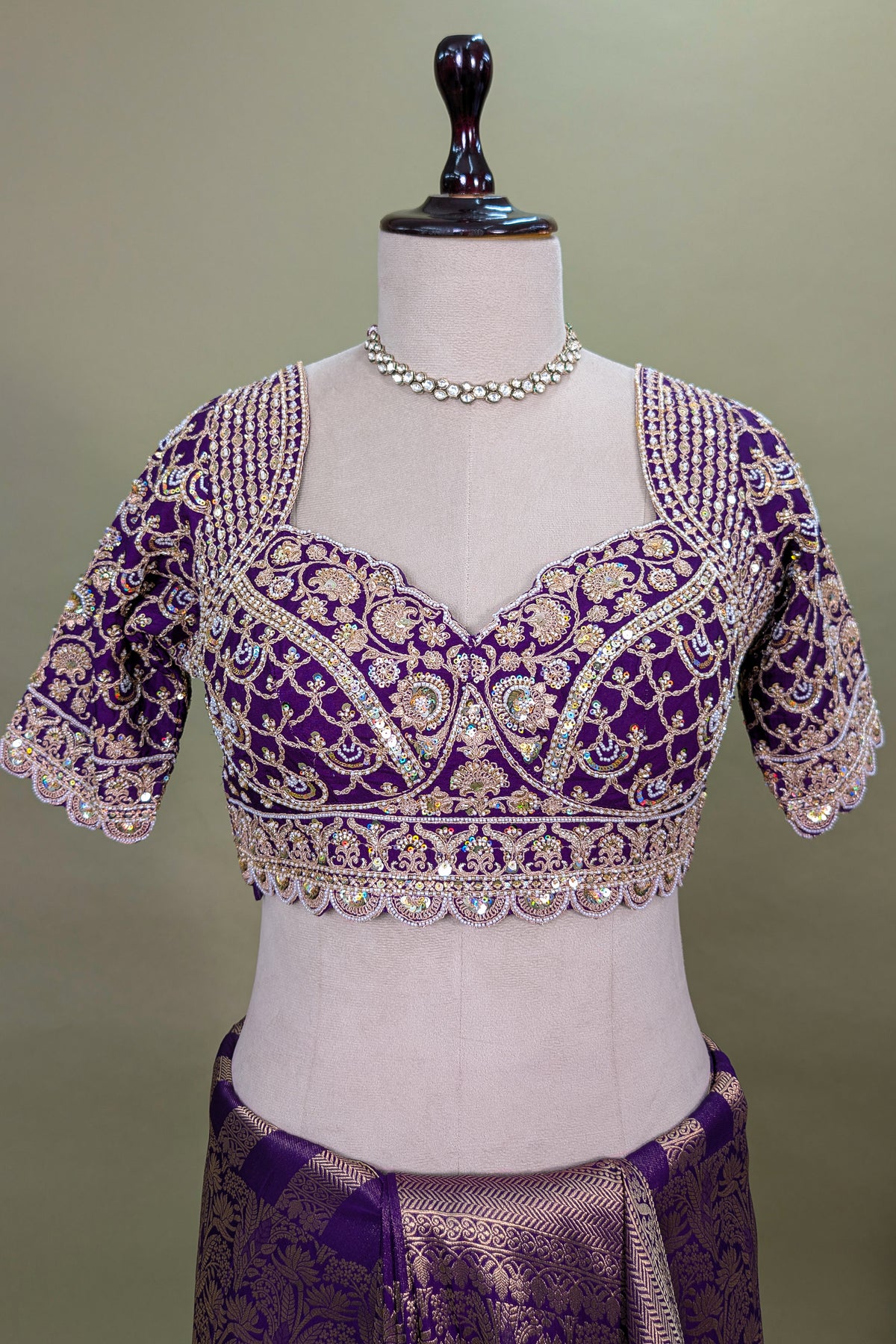 Purple Dola Silk Woven Saree with Heavy Work Readymade Blouse