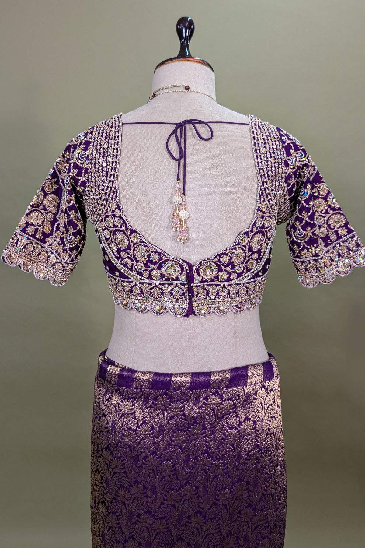Purple Dola Silk Woven Saree with Heavy Work Readymade Blouse