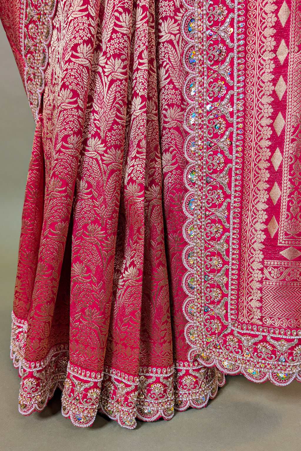 Pink Dola Silk Woven Saree with Heavy Work Readymade Blouse