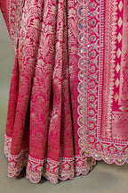 Pink Dola Silk Woven Saree with Heavy Work Readymade Blouse