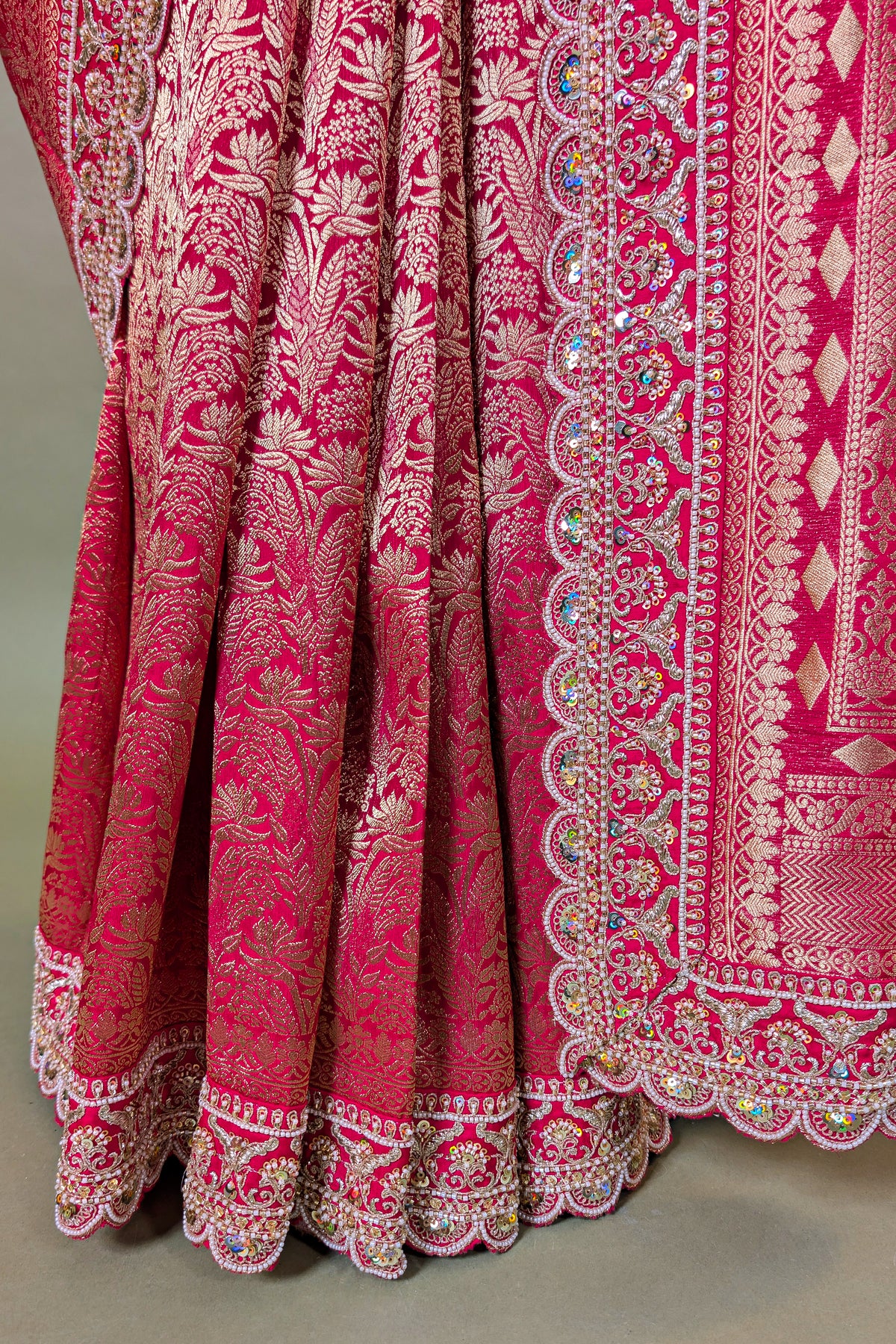 Pink Dola Silk Woven Saree with Heavy Work Readymade Blouse