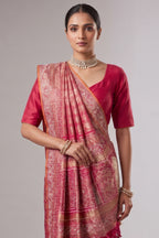 Pink Dual Toned Tissue Dola Silk Woven Traditional Saree with Beads and Cutdana Work