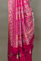 Pink Dual Toned Tissue Dola Silk Woven Traditional Saree with Beads and Cutdana Work