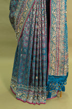 Blue Dual Toned Tissue Dola Silk Woven Traditional Saree with Beads and Cutdana Work
