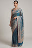 Blue Dual Toned Tissue Dola Silk Woven Traditional Saree with Beads and Cutdana Work