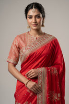 Red Dola Silk Woven Saree with Cutdana Work