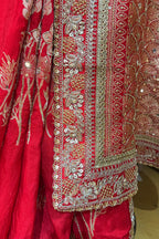 Red Dola Silk Woven Saree with Cutdana Work