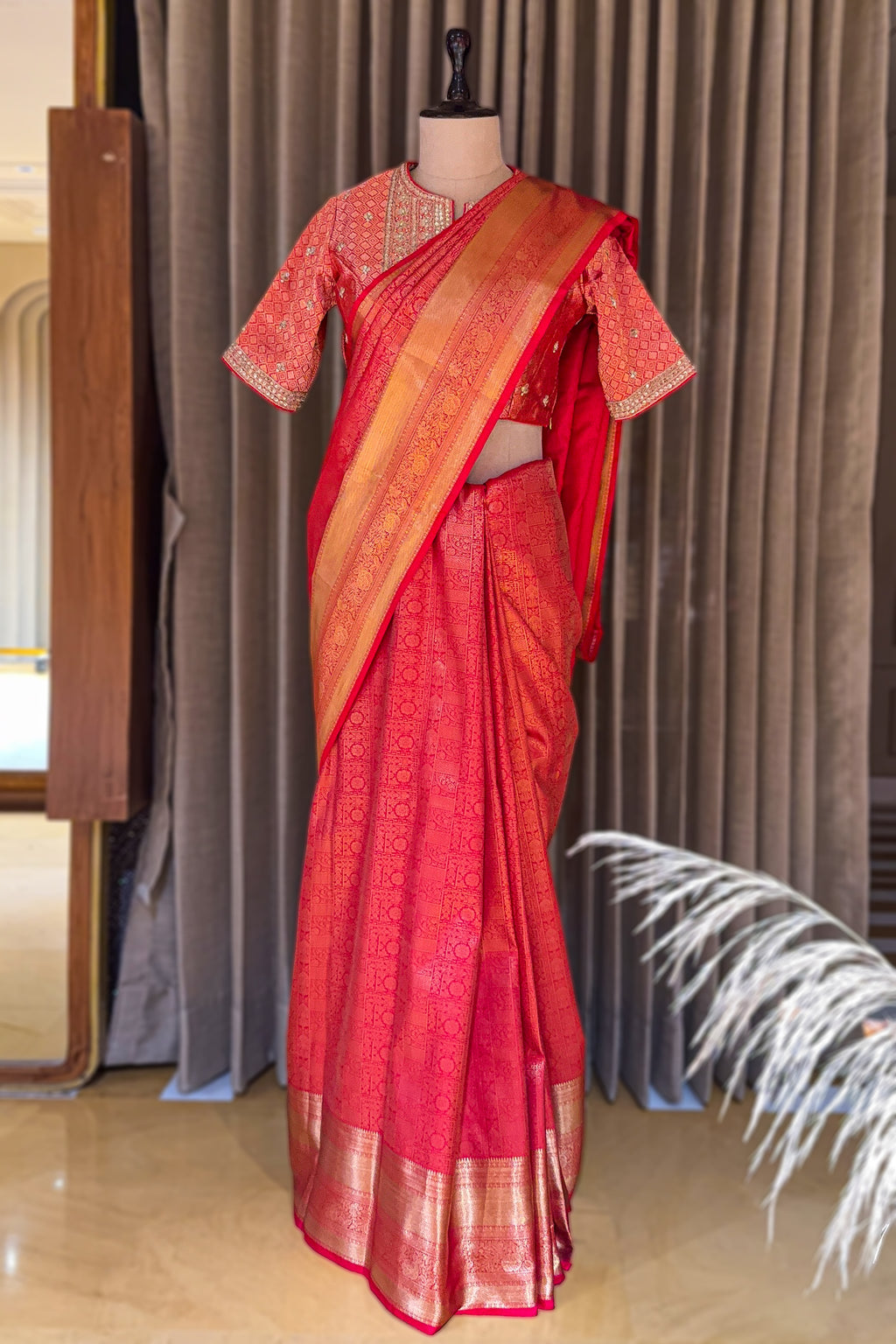 Red Kanchipuram Art Silk Woven Saree