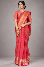 Red Kanchipuram Art Silk Woven Saree
