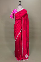 Red Organza Gota and Sequin Patch Worked Saree with Readymade Blouse