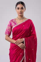 Red Organza Gota and Sequin Patch Worked Saree with Readymade Blouse