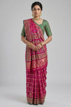 Pink Gaji Silk Bandhej Gharchola Saree with Embroidery