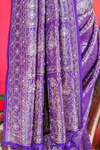 Purple Dola Silk All Over Woven Traditional Saree with Cutdana and Gota Work