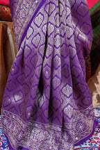 Purple Dola Silk All Over Woven Traditional Saree with Cutdana and Gota Work