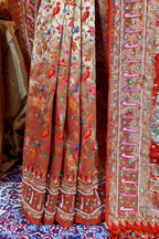 Orange Dola Silk Traditional Meenakari Woven Saree with Heavy Work Border and Pallu