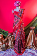 Maroon Art Silk Traditional Woven Patola Saree
