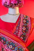 Maroon Art Silk Traditional Woven Patola Saree