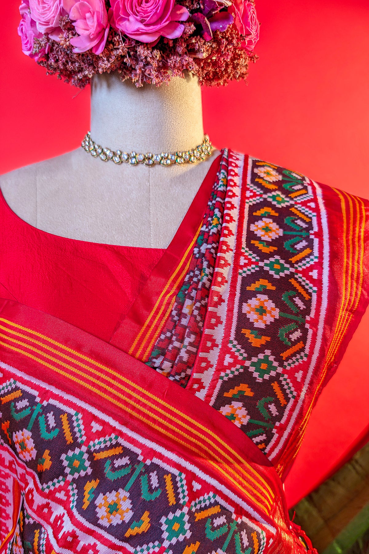 Maroon Art Silk Traditional Woven Patola Saree