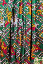 Dark Green Art Silk Checks Woven Patola Woven Saree