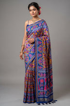 Yellow and Blue Art Silk Patola Saree