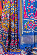 Yellow and Blue Art Silk Patola Saree