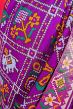 Purple Art Silk Checks Patola Saree