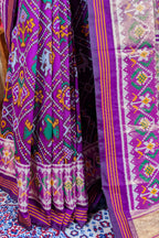 Purple Art Silk Checks Patola Saree
