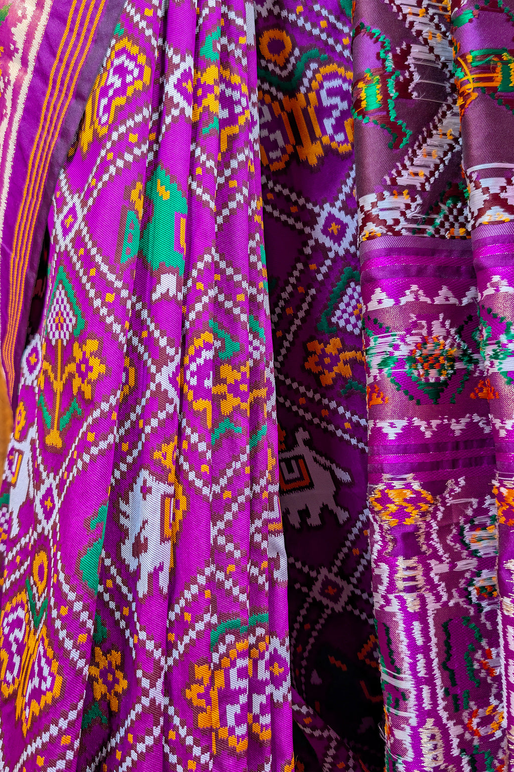 Purple Art Silk Checks Patola Saree
