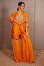 Orange Raw Silk Dori Embroidered Sharara Set - red silk saree embroidered