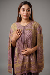 Mauve Raw Silk Beaded Contemporary Indo-Western Co-ord Set