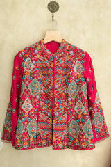 Pink Silk Floral Embroidered Top and Lehenga Set