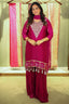 Magenta Gaji Silk Zardosi Sequin Worked Sharara Suit - magenta silk saree