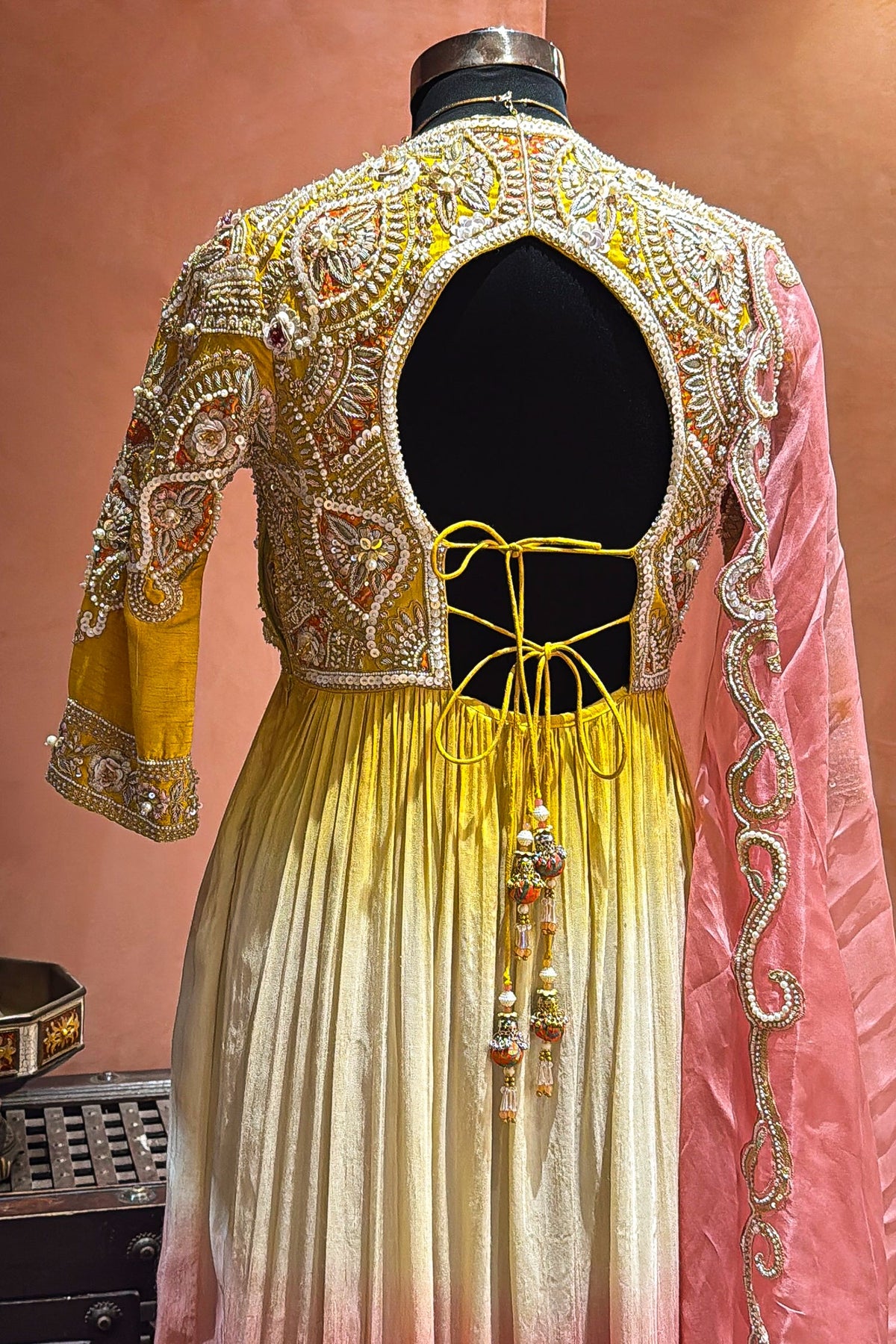 Yellow and Multi Colored Embellished Sharara Set - red saree