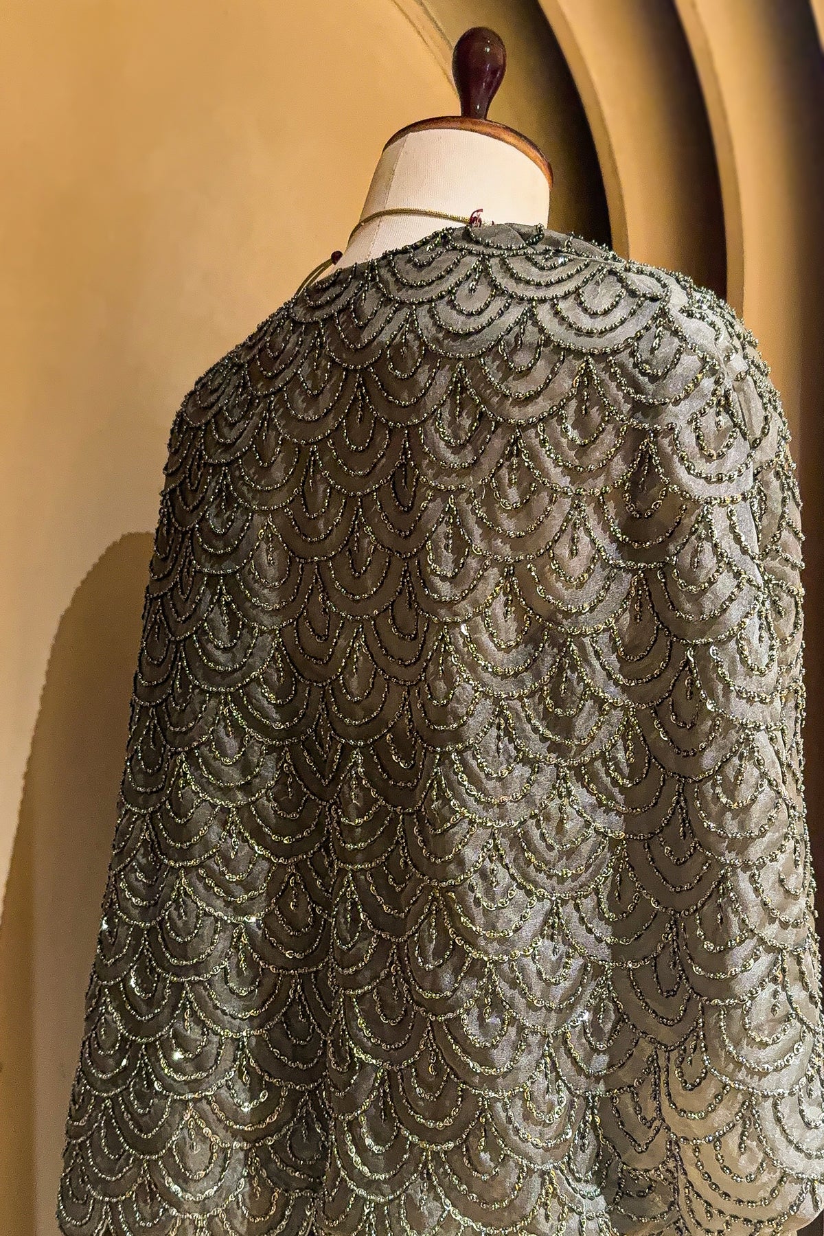 Sage Green Sequin and Beaded Pre Draped Dress with Jacket - green saree
