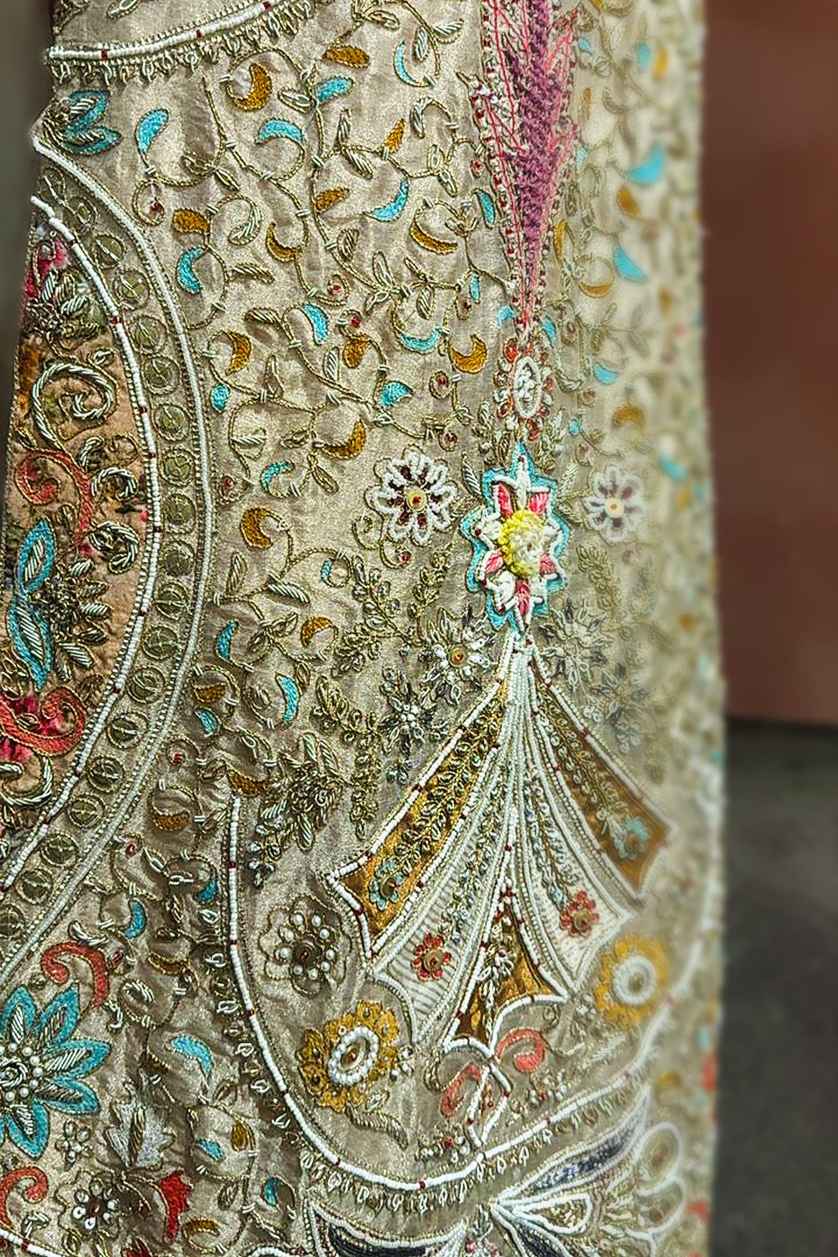 Mint Green Silk Handworked Indo Western Set - green silk saree