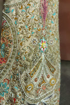 Mint Green Silk Handworked Indo Western Set - green silk saree