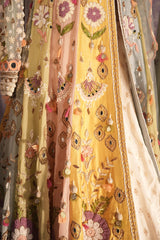 Mult Colored Organza Designer Handworked Slit Cut Lehenga Suit