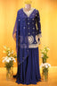 Blue Georgette Sequin Beaded Worked Palazzo Suit - blue georgette saree
