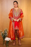 Red Matka Silk Zardosi and Sequinned Worked Suit - red silk saree