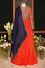 Rust Orange Tissue Crush Printed and Sequinned Work Bodice Anarkali Suit - orange saree