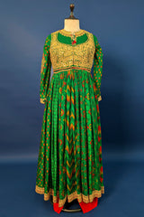 Green Silk Printed Anarkali Suit with Sequin Embroidery Work